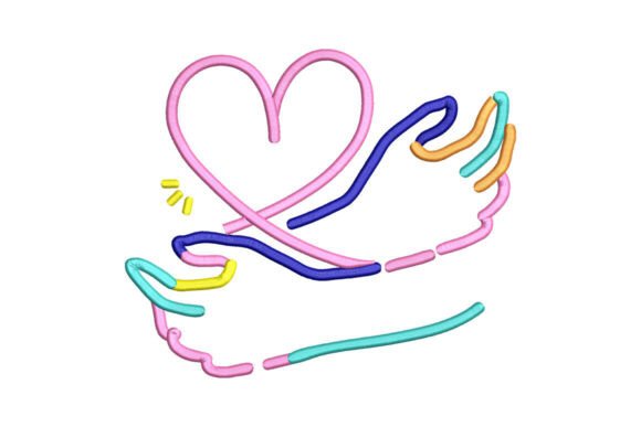 Abstract Heart Line Embroidery