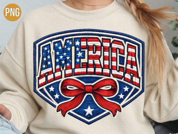 America Patriotic Shield Embroidery PNG