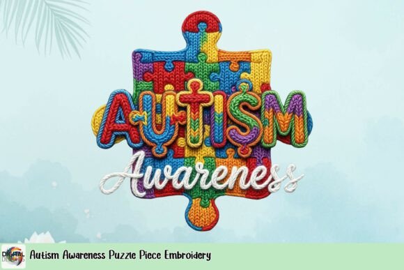Autism Awareness Puzzle Piece Embroidery