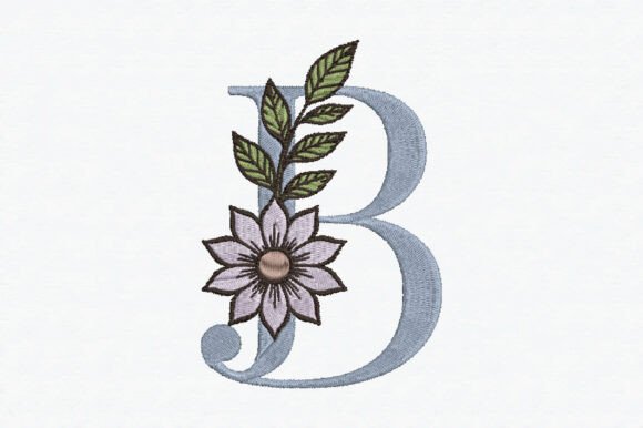 B Floral Alphabet Embroidery Design