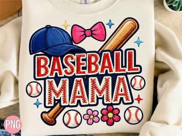 Baseball Mama Sports Embroidery USA PNG