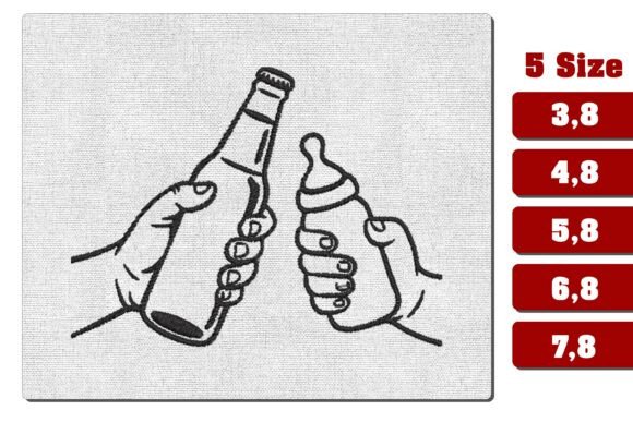 Beer and Baby Bottle Cheers Embroidery