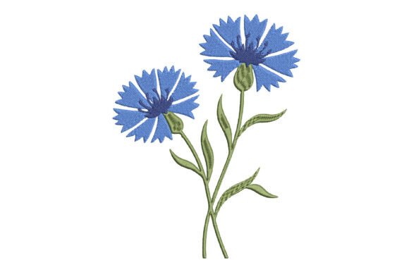 Blue Cornflower Embroidery Design