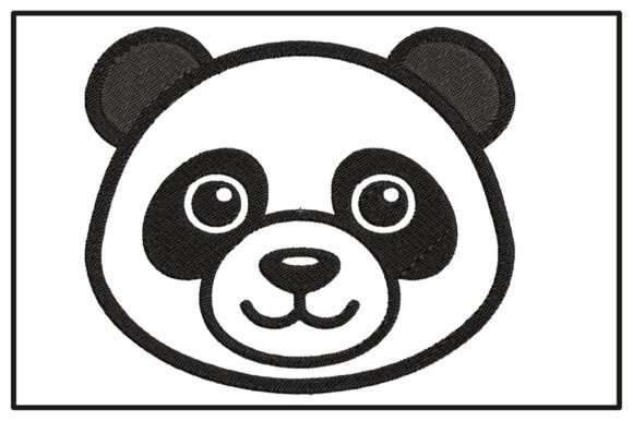 Cute Panda Face Embroidery Design