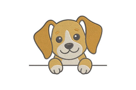 Cute Puppy Peeking Embroidery Design