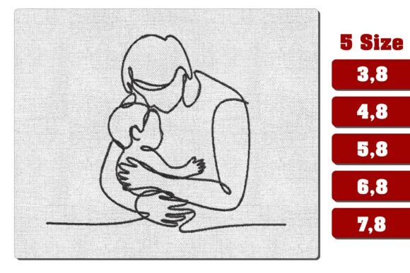 Father and Baby Hug Embroidery Line