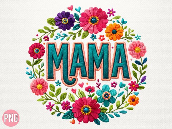 Floral Mama Embroidery PNG Mom Shirt PNG