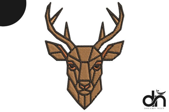 Geometric Deer Stag Embroidery Design