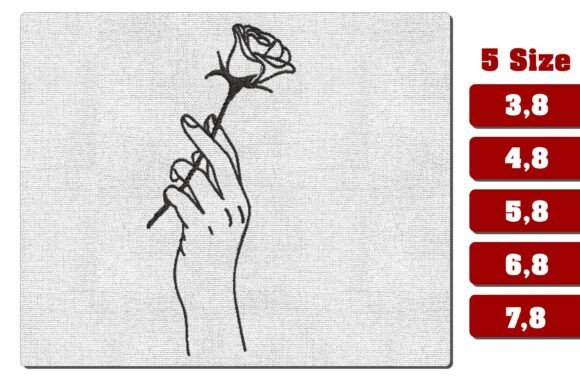 Hand Holding Rose Line Art Embroidery