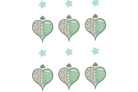 Heart-Shaped Leaf Embroidery Design