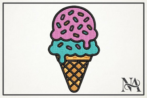Ice Cream Cone Embroidery Design