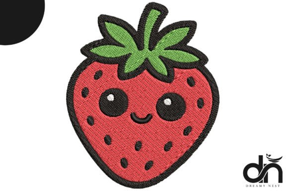 Kawaii Strawberry Embroidery Design