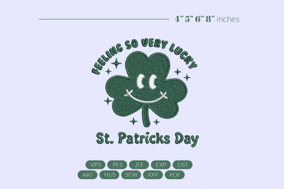 Lucky Clover Smile Embroidery Design