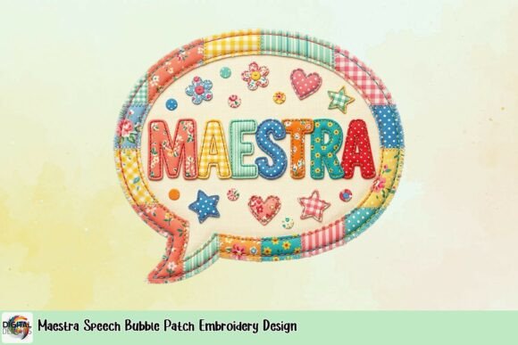 Maestra Speech Bubble Patch Embroidery Design
