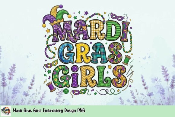 Mardi Gras Girls Embroidery Design PNG