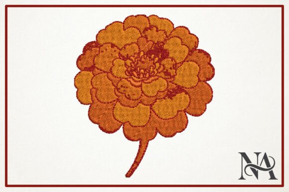 Orange Marigold Flower Embroidery Design