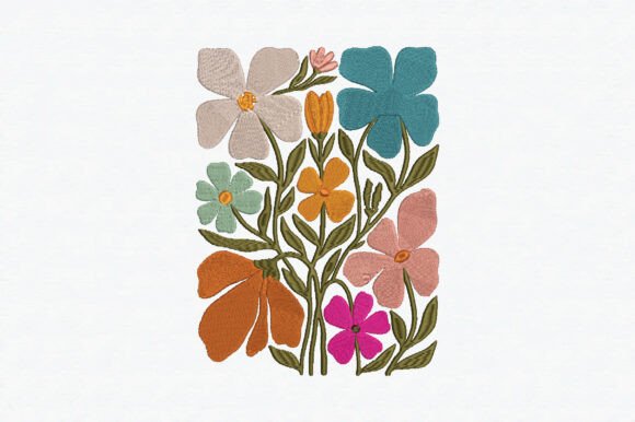 Organic Floral Shapes Embroidery Design