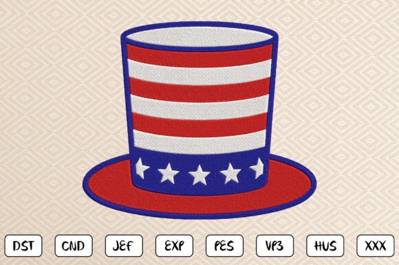 Patriotic Top Hat Embroidery Design
