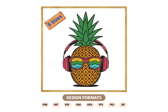 Pineapple with Headphones Embroidery