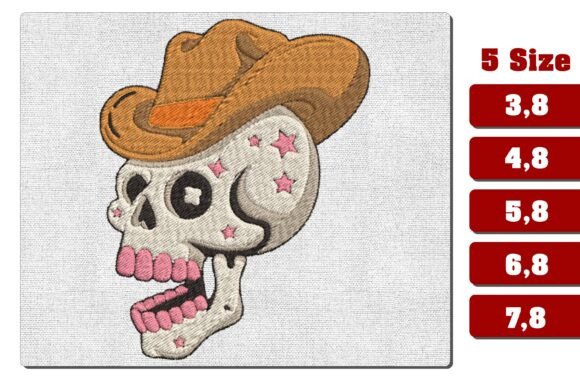 Pink Cowgirl Skull Machine Embroidery
