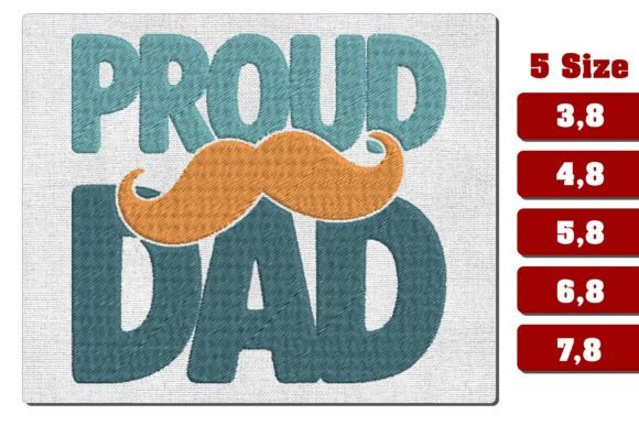 Proud Dad Mustache Machine Embroidery