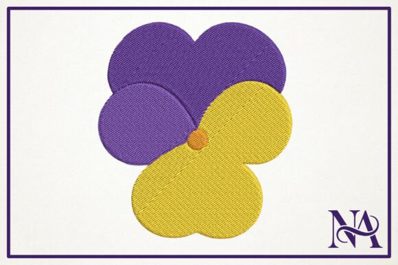 Purple and Yellow Pansy Embroidery