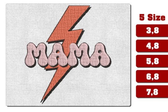 Retro Mama Lightning Bolt Embroidery