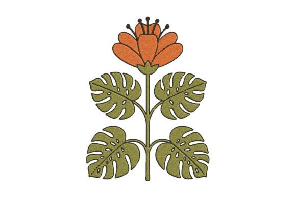 Single Orange Flower Embroidery Design