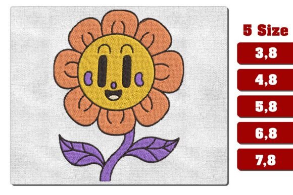 Smiley Face Flower Machine Embroidery
