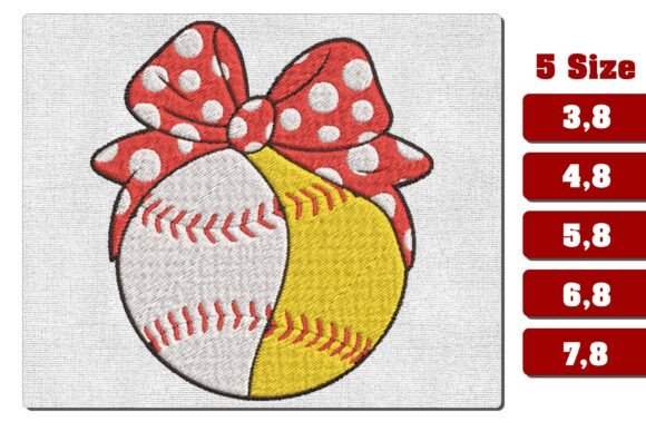 Split Baseball Softball Bow Embroidery