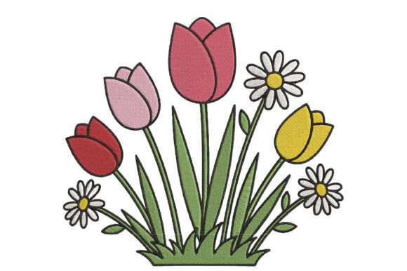 Tulip and Daisy Garden Embroidery
