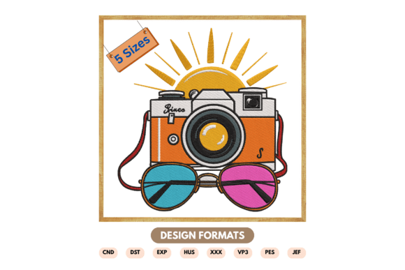 Vintage Camera Summer Embroidery Design