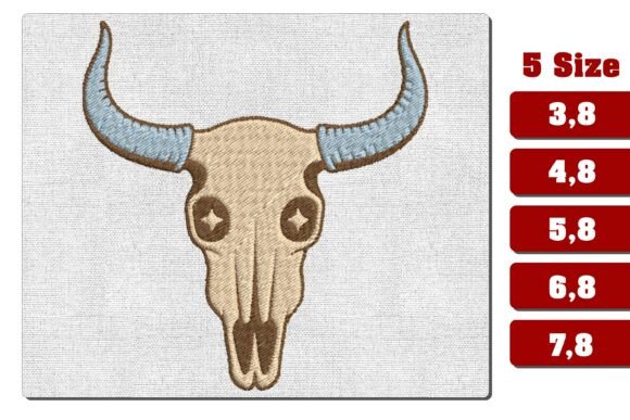 Western Bull Skull Machine Embroidery